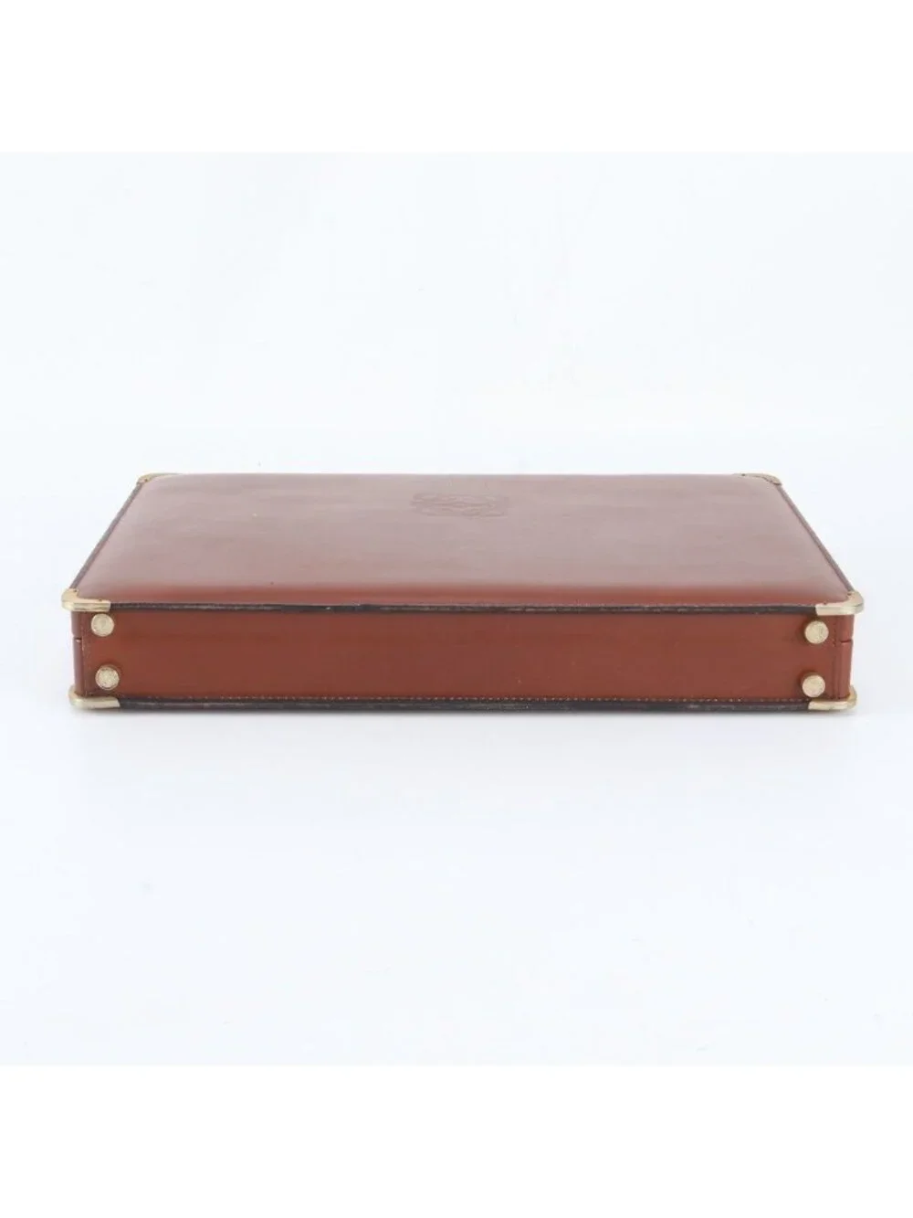 Loewe Anagram Leather Attache Case Hard Document Briefcase Brown